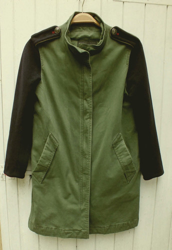 Zara khaki cotton coat - khaki,
