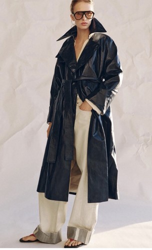Zara navy oversize - zara, leather
