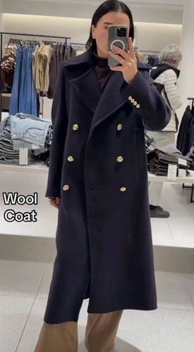 Zara women long wool coat - coat, zw
