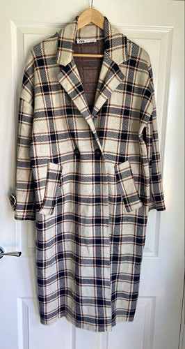 Zara beige check - knit, long