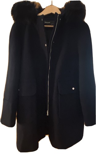Navy wool zara coat size - zara,