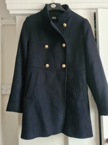 Zara womens navy coat double