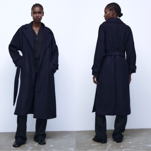 Rare zara navy manteco wool - zara,